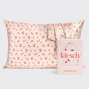 Satin Pillowcase in Cherry Print 4 Pack