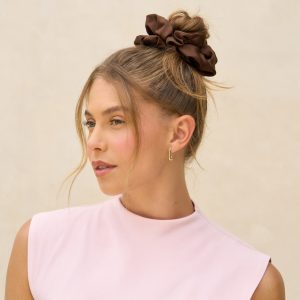 Alternative view of Black & Chocolate Oversized Scrunchies