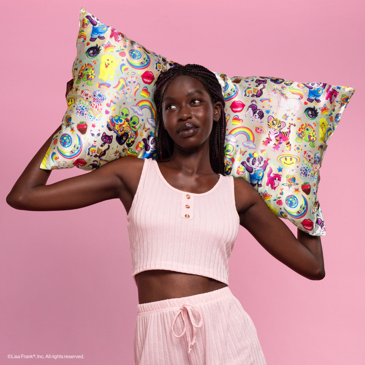 Lisa Frank x Kitsch Satin Pillowcase in The Fantastic World of Lisa Frank 2 Pack - King - Image 3