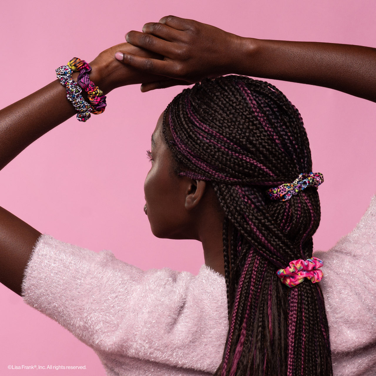Lisa Frank x Kitsch Ruched Satin Scrunchies in Rainbow Leopard - Image 4