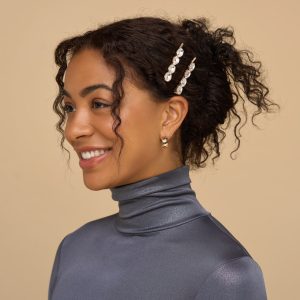 Alternative view of White Gemstone Bobby Pins
