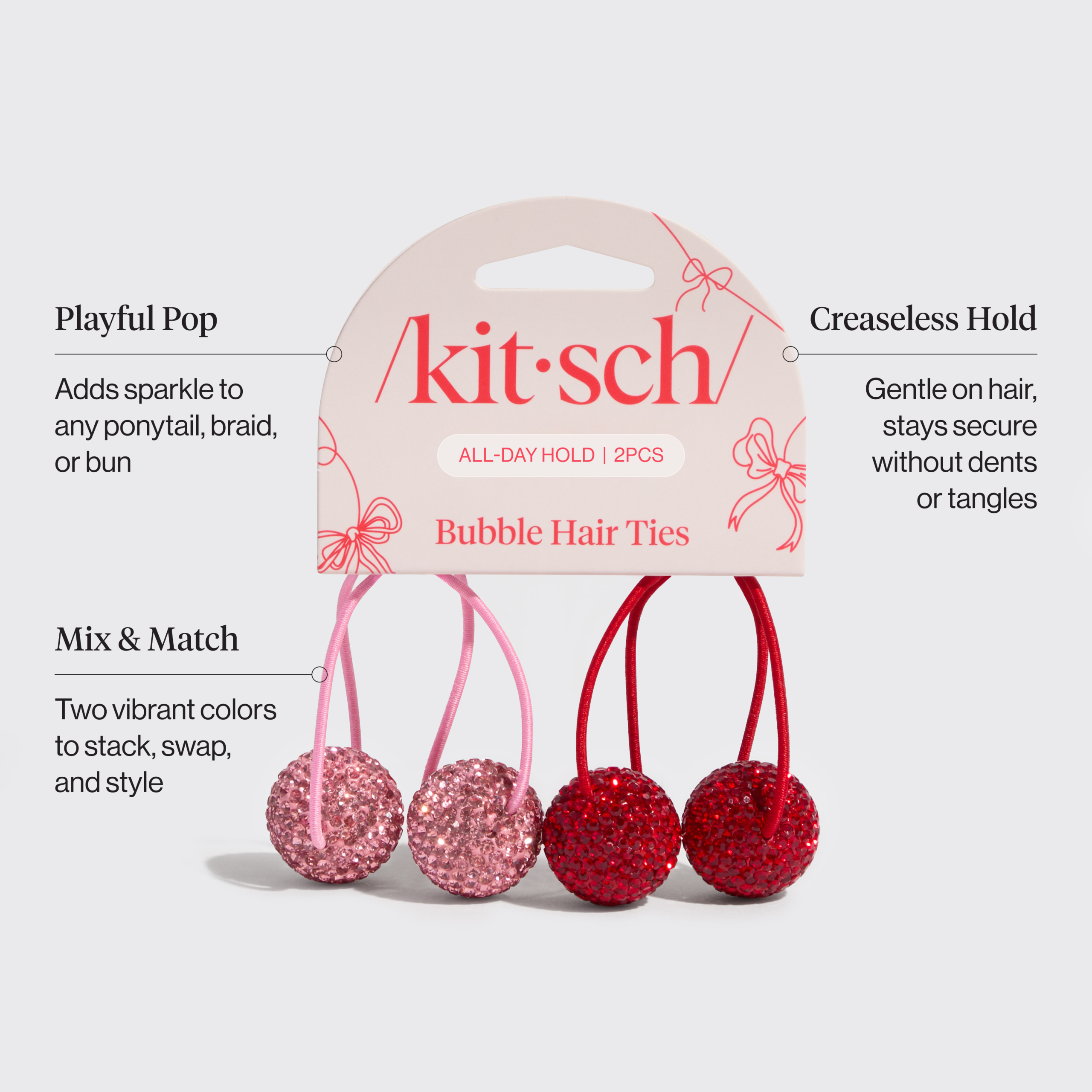 Red & Pink Bubble Hair Ties - Image 2