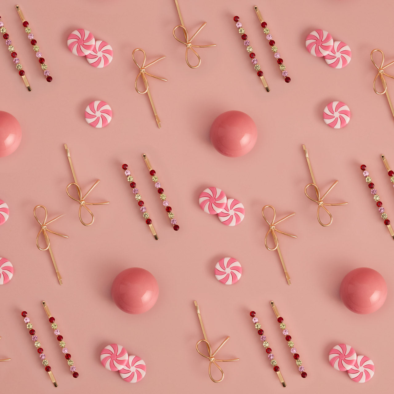 Red. Pink. & Green Gemstone and Bow Bobby Pins - Image 3
