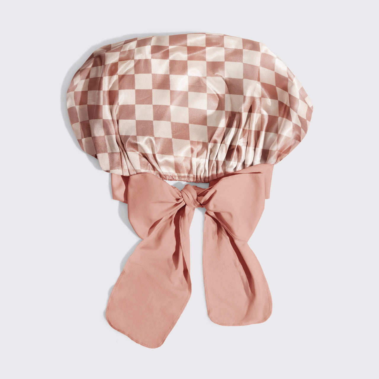 Terracotta Checker Oversized Satin Bonnet - Image 4