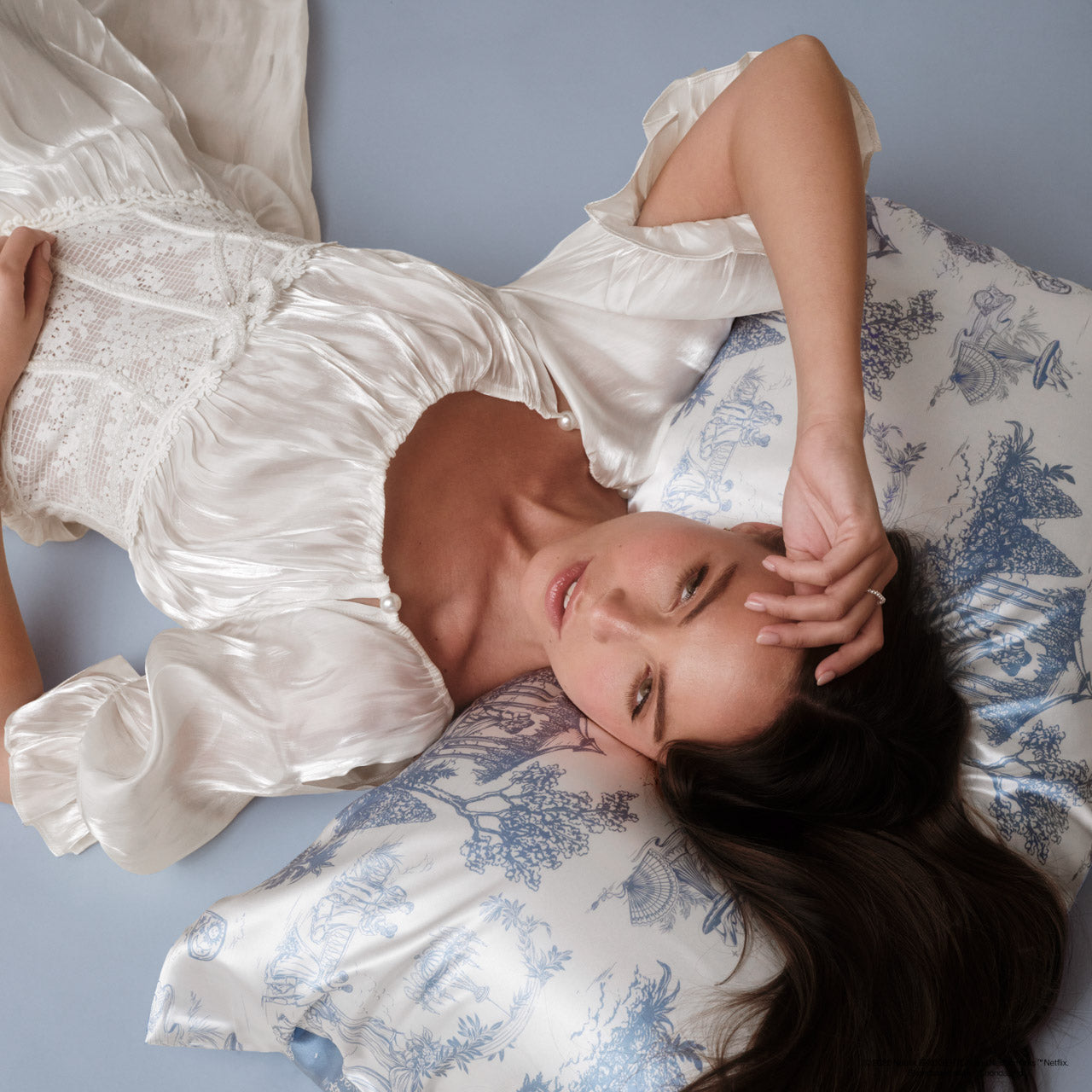 Bridgerton x Kitsch Satin Pillowcase in Garden Toile - Image 4
