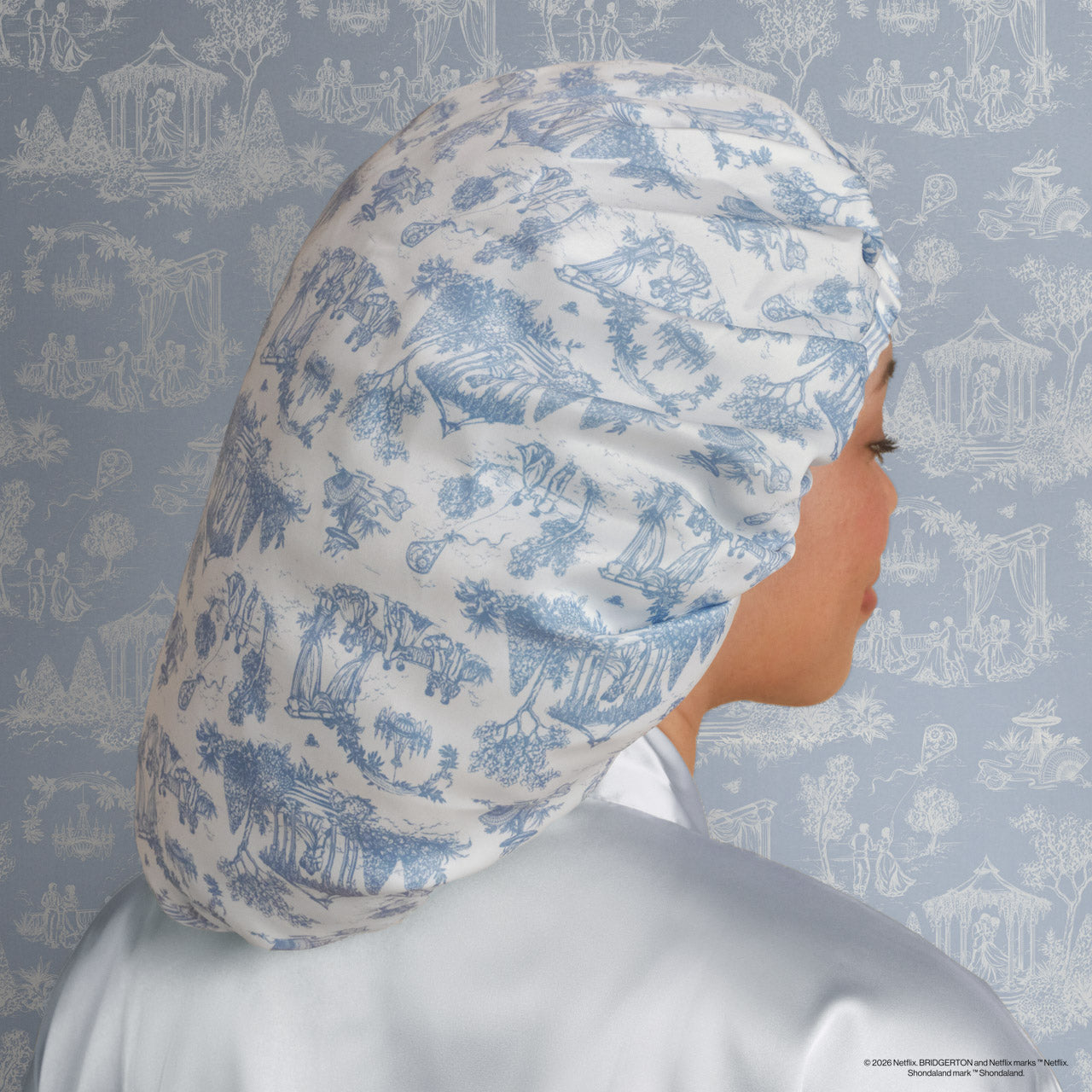 Bridgerton x Kitsch Breathable Satin Bonnet in Garden Toile - Image 3
