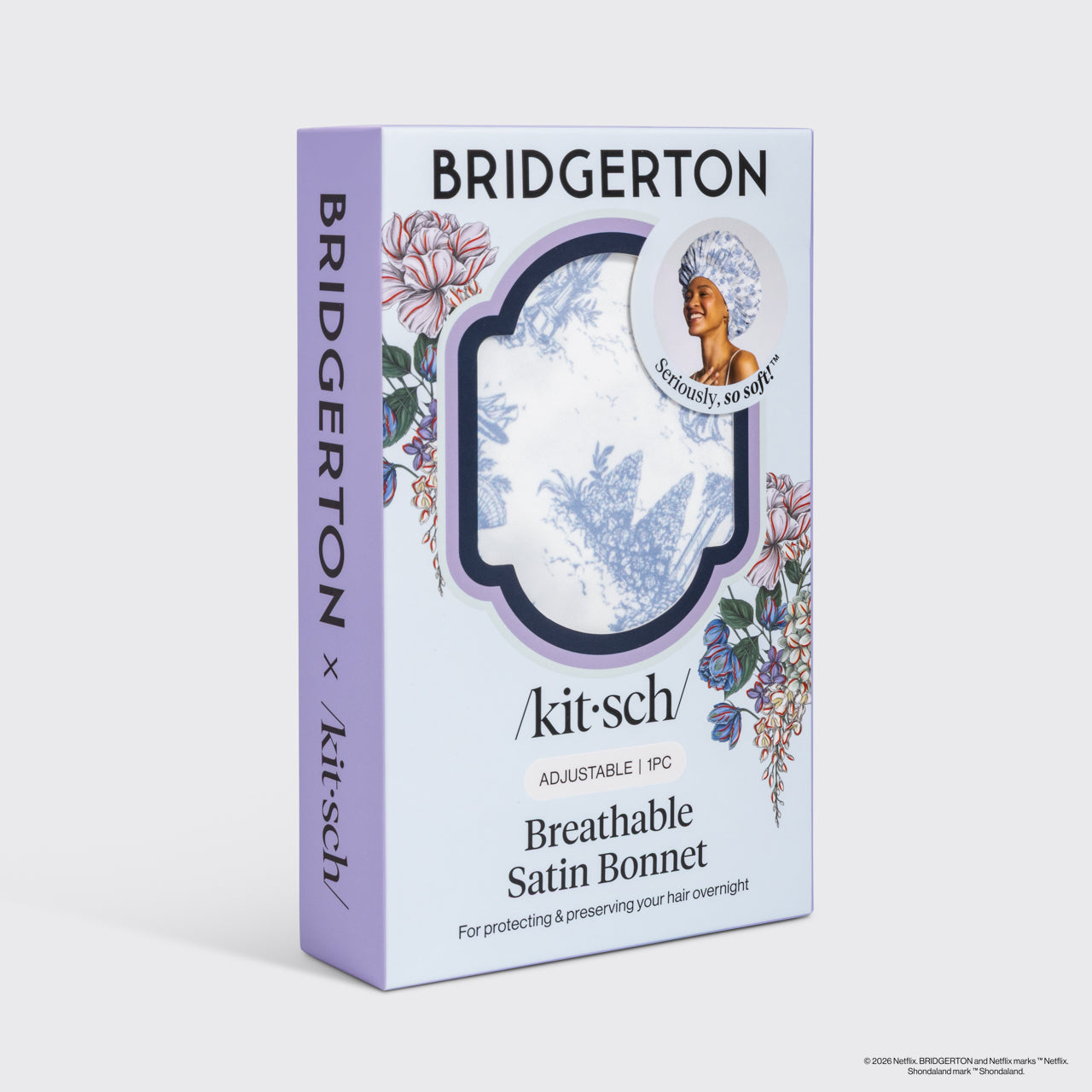 Bridgerton x Kitsch Breathable Satin Bonnet in Garden Toile - Image 4