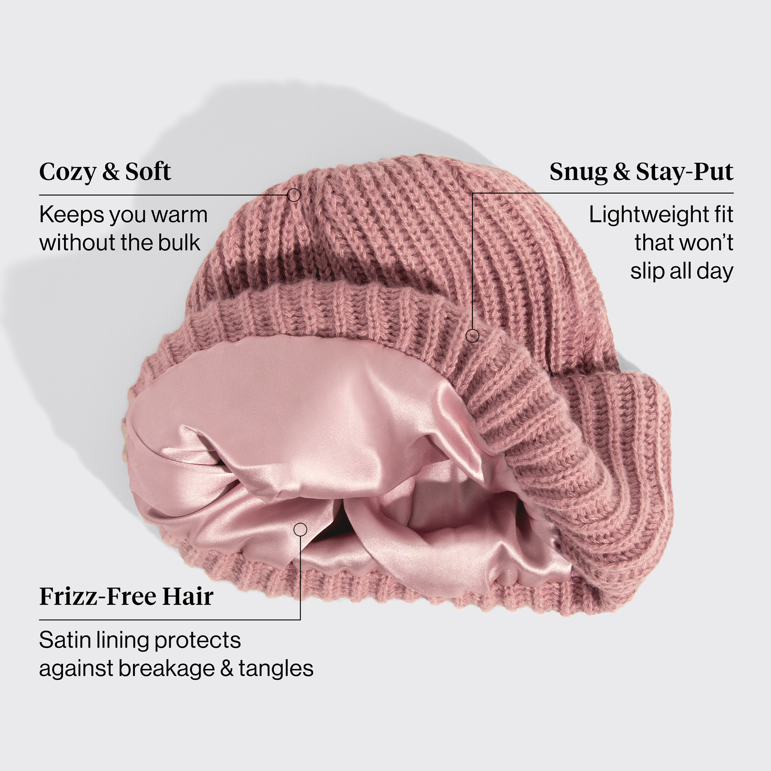 Glazey??? Satin-Lined Beanie in Blush - Image 2