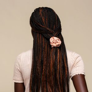 Alternative view of Terracotta Rosette Ruched Satin Scrunchies