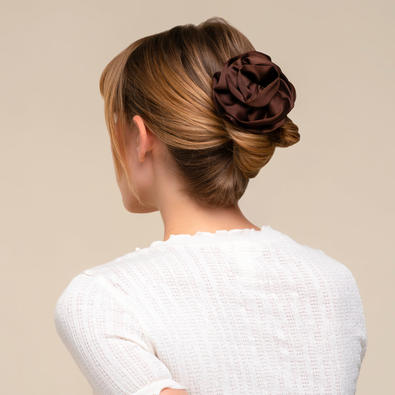 Satin Rosette Medium Flat Cloud Clip - Chocolate - Image 2