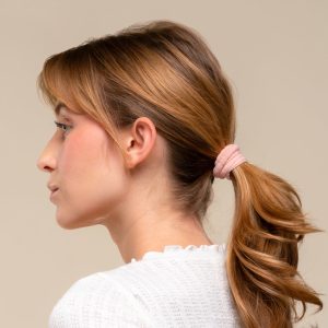Alternative view of Blush Ribbed Hair Elastics