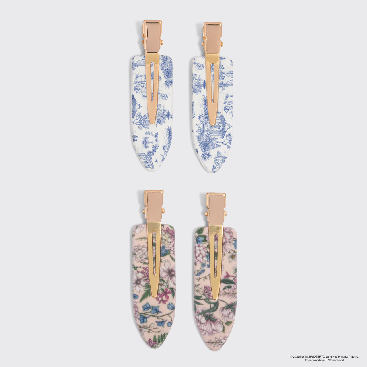 Bridgerton x Kitsch Creaseless Clips in Toile in Bloom - Image 2