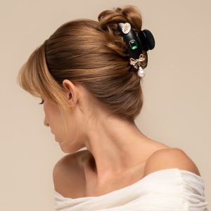 Alternative view of KitschPop?? Curved Claw Clip & Charms in Vintage Black