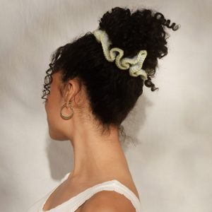 Alternative view of Butter Yellow Crochet Scrunchie