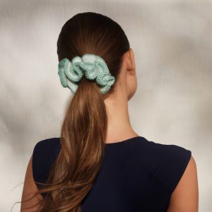 Alternative view of Seafoam Blue Crochet Scrunchie