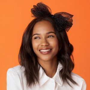 Alternative view of Black Glitter Tulle Headband