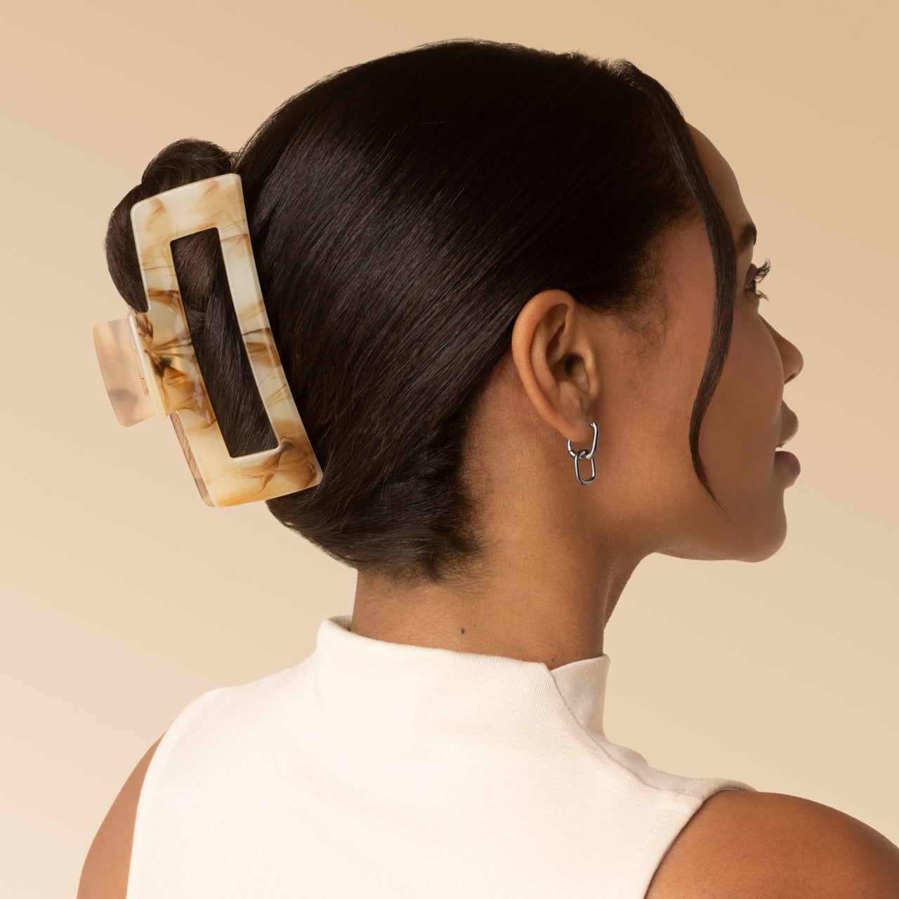 Chocolate Marble Open Shape Claw Clip - Jumbo - Image 2