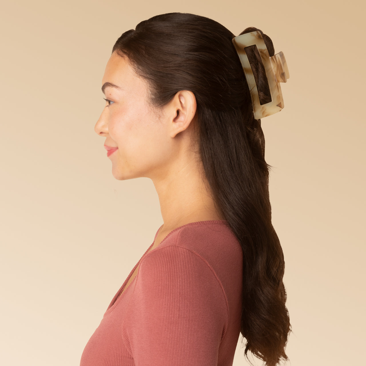 Chocolate Marble Open Shape Claw Clip - Jumbo - Image 4