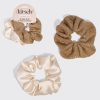 Cream & Gold Metallic Mesh and Satin Scrunchies 2pc Set