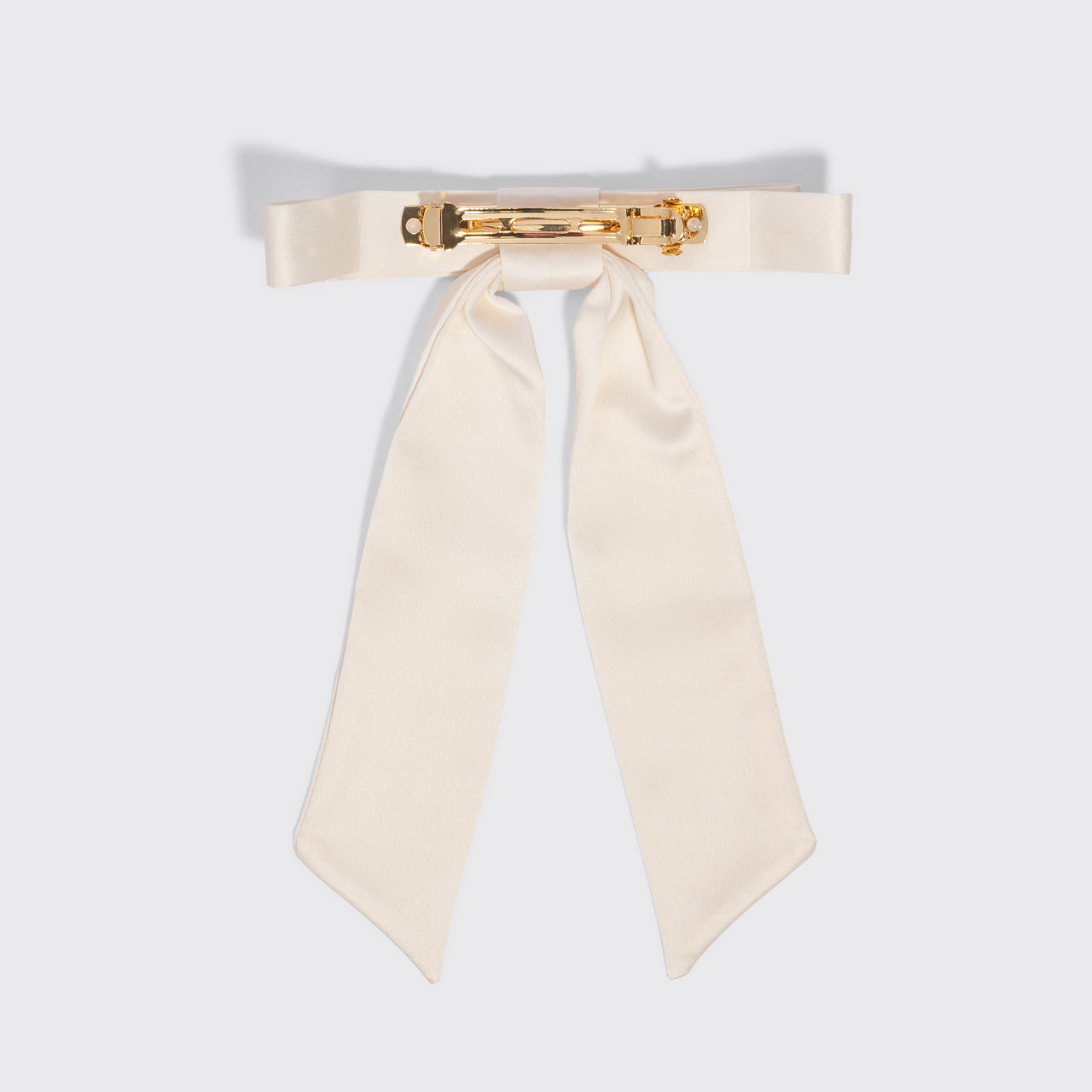 Cream Satin Bow Hair Clip - Image 3