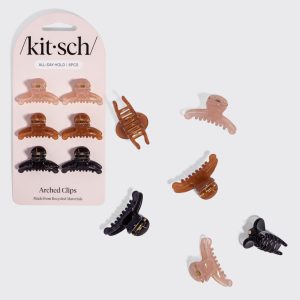 Soft Pink. Mocha & Black Mini Arched Clips 6pc Set