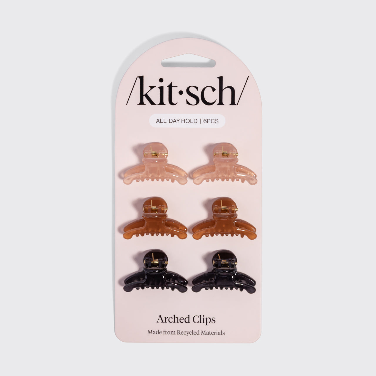 Soft Pink. Mocha & Black Mini Arched Clips 6pc Set - Image 6