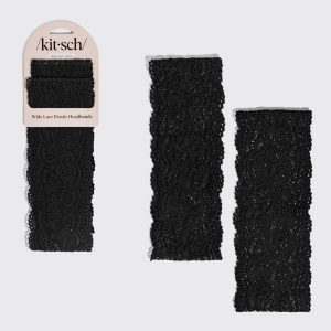 Black Wide Lace Headbands 2pc Set