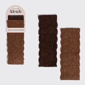 Mocha & Chocolate Wide Lace Headbands 2pc Set