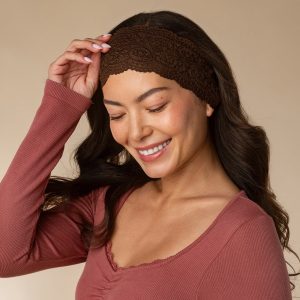 Alternative view of Mocha & Chocolate Wide Lace Headbands 2pc Set