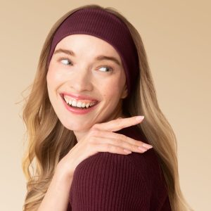 Alternative view of Dusty Pink & Cherry Lacquer Ribbed Elastic Headbands 2pc Set