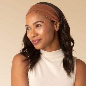 Alternative view of Chocolate & Mocha Ribbed Elastic Headbands 2pc Set