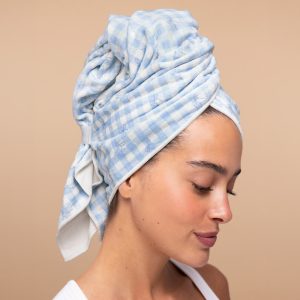 Alternative view of Gingham Blue XL Hair Towel Wrap