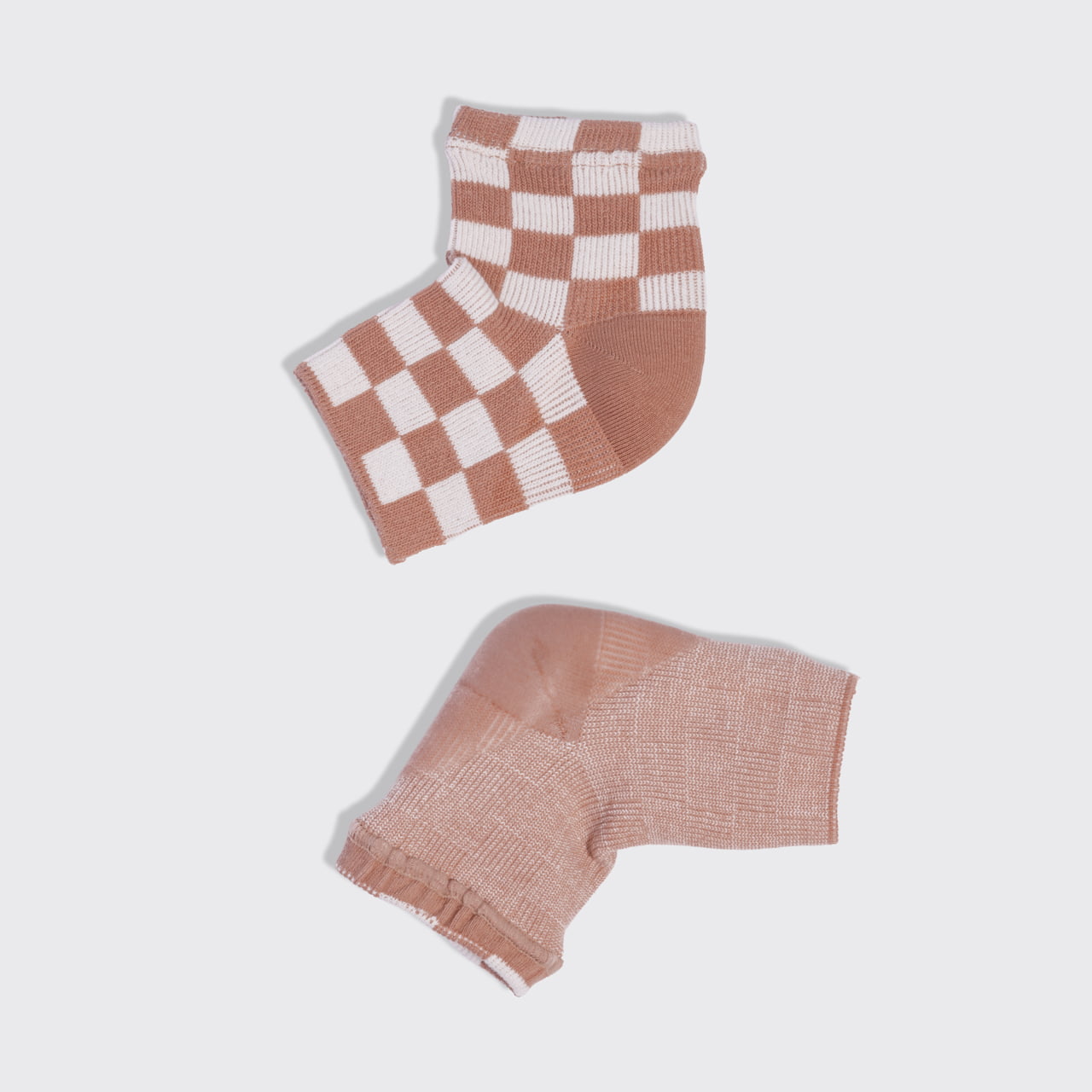 Terracotta Checker Moisturizing Heel Socks - Medium - Image 3