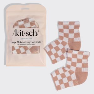Terracotta Checker Moisturizing Heel Socks - Large