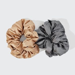 Alternative view of Charcoal & Gold Satin Pillow Scrunchies®