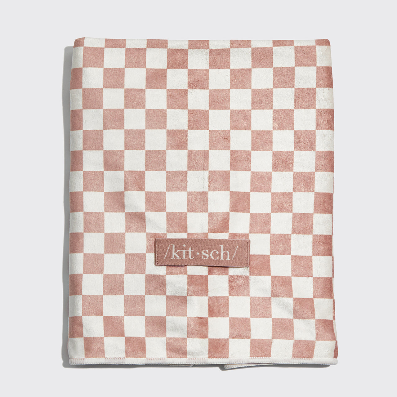 Terracotta Checker Satin Lined Flexi Shower Cap + XL Hair Towel Bundle - Image 4