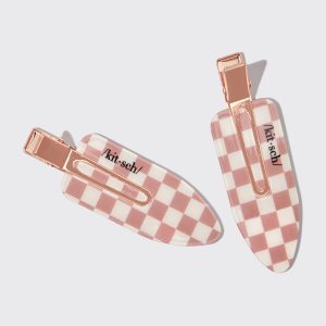 Alternative view of XL Terracotta Checker Creaseless Clips 2pc Set
