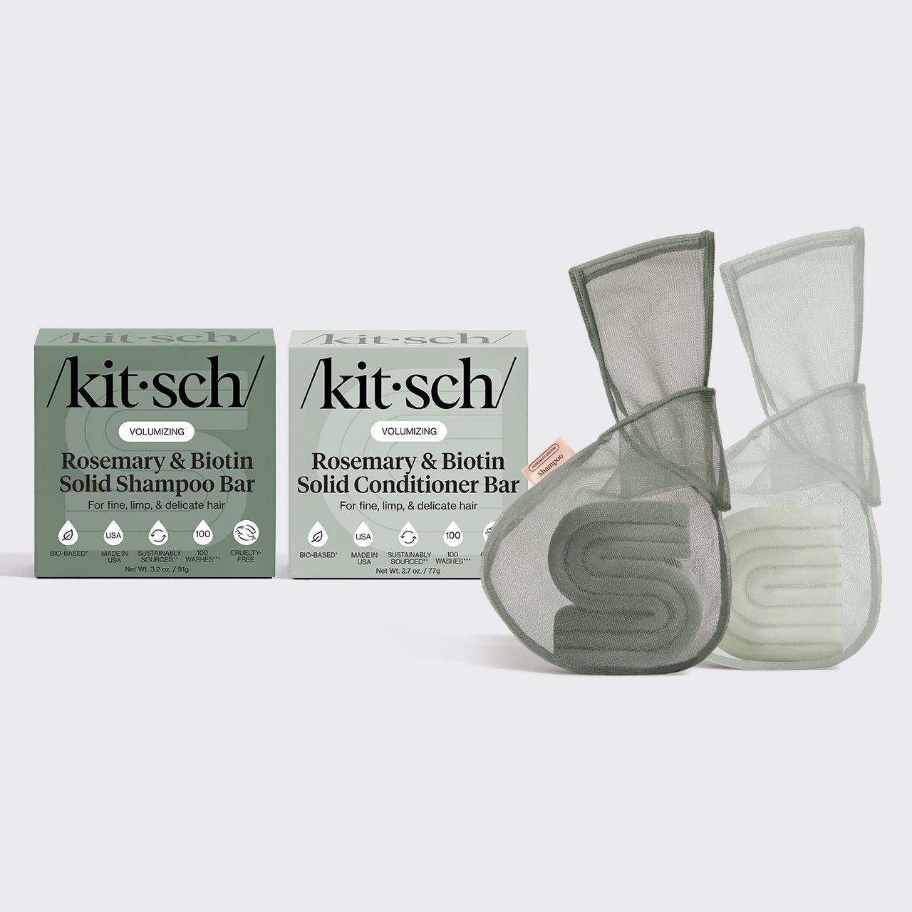Rosemary & Biotin Shampoo & Conditioner Combo + Bar Saver Bags Bundle