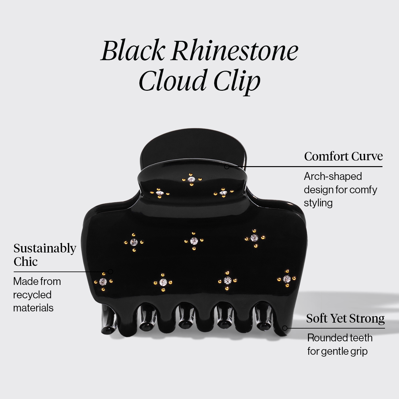 Black Rhinestone Cloud Claw Clip - Image 3