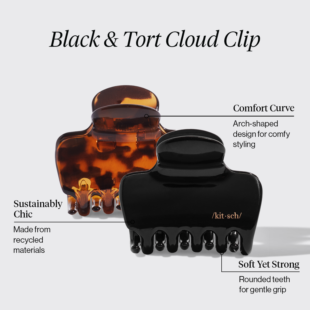 Black & Tort Cloud Claw Clips 2pc Set - Image 3
