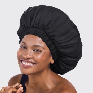 Alternative view of Black Satin Bonnet - XL