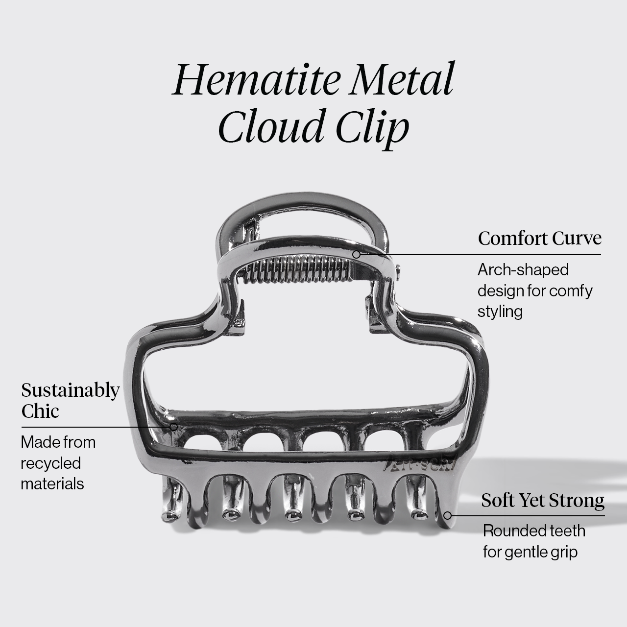 Hematite Metal Cloud Claw Clip - Image 3