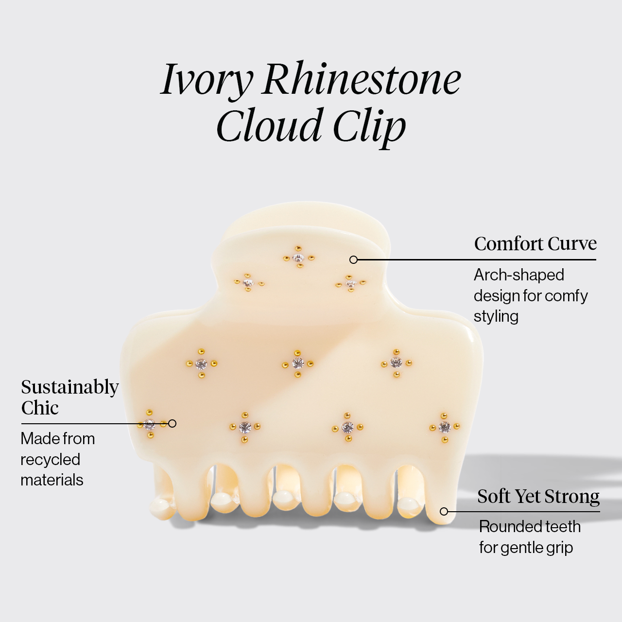 Ivory Rhinestone Cloud Claw Clip - Image 3