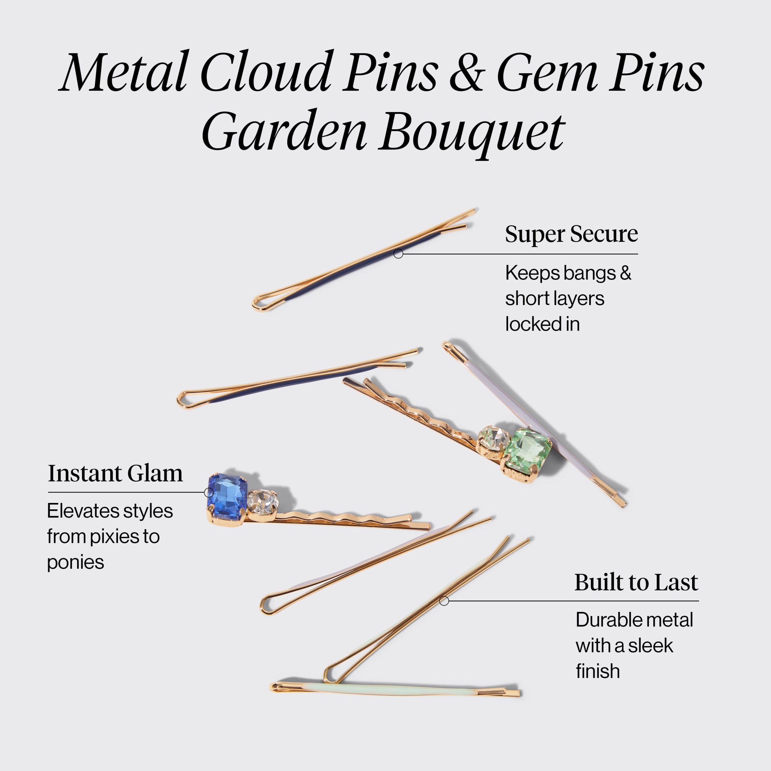Garden Bouquet Cloud & Gem Bobby Pins 8pc Set - Image 3