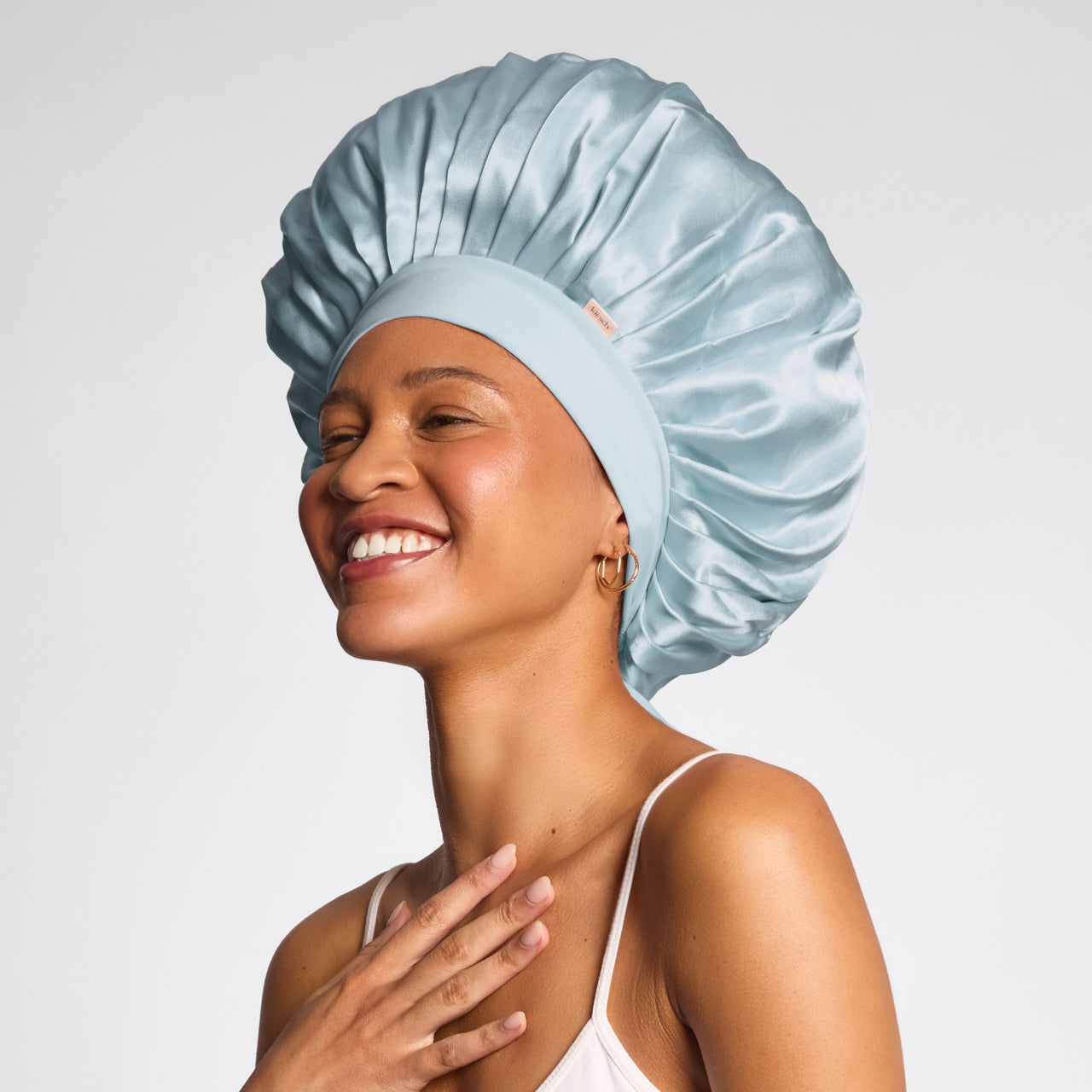 Haze Blue Oversized Satin Bonnet - Image 2