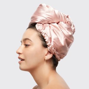 Alternative view of Blush Satin Wrapped Hair Towel