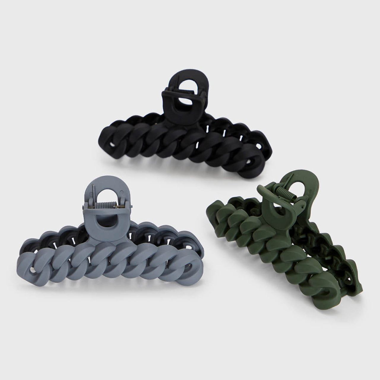 Black & Moss Chain Claw Clips 3pc Set - Image 3