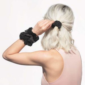 Alternative view of Assorted Textured Scrunchies in Black